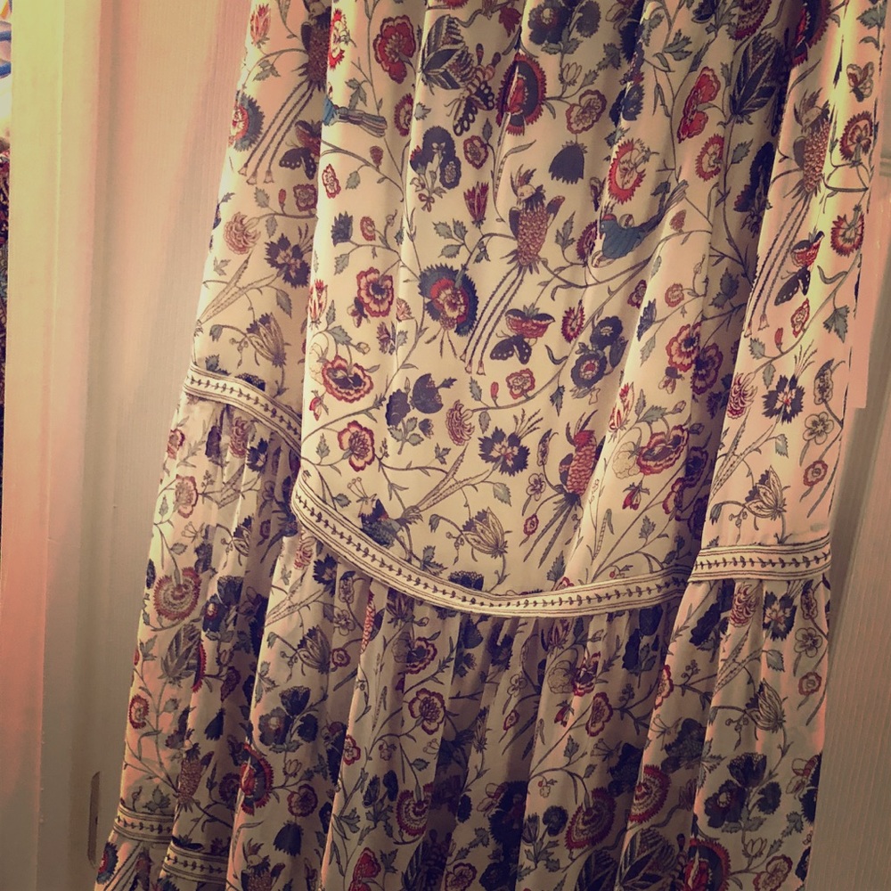 Floral bird print maxi skirt, like new!!!